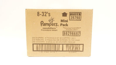 Pampers 80298687 Swaddlers Premature Infant Mini Pack 8-32's - Case of 256